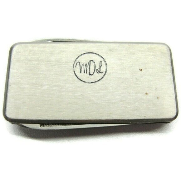 Money Clip Stainless Steel Monogrammed "MDL" Cash ID Holder Knife File - Picture 1 of 7
